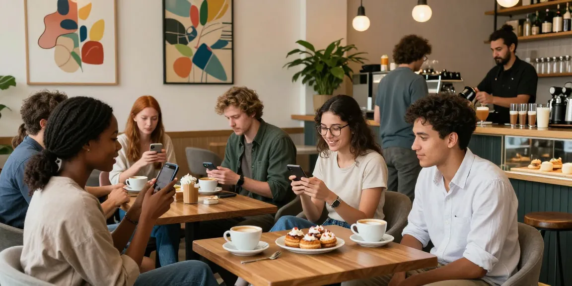 Friends enjoying coffee at a trendy café showcasing rokok88 lifestyle.