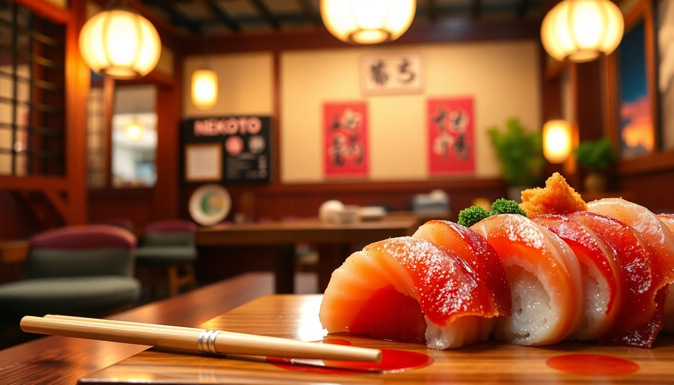 NEKOTOTO menyajikan hidangan sushi menggoda dalam suasana restoran Jepang yang hangat.