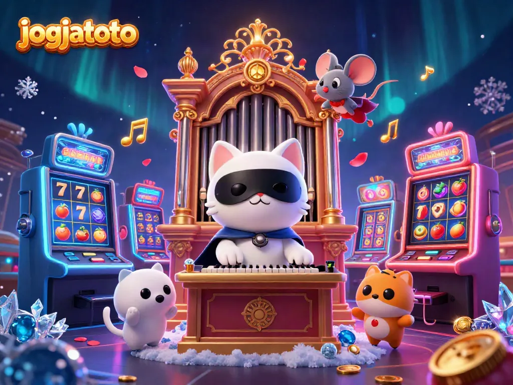 Experience the vibrant world of jogjatoto with a 3D illustration featuring casino characters and dynamic game elements.