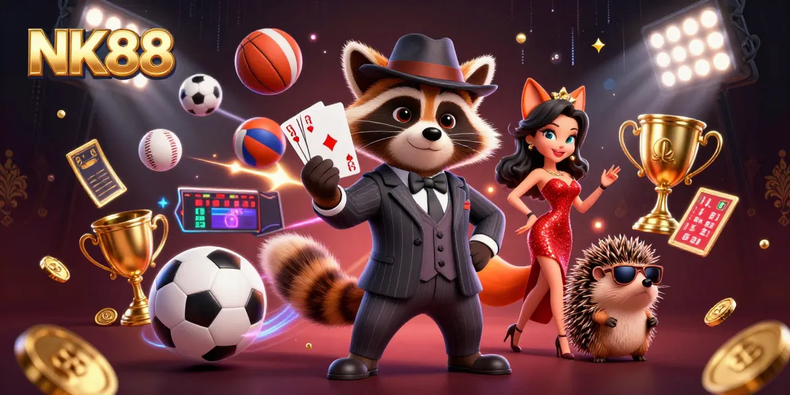 Players enjoy a thrilling moment at NK88 casino with animated characters and vibrant gaming elements.