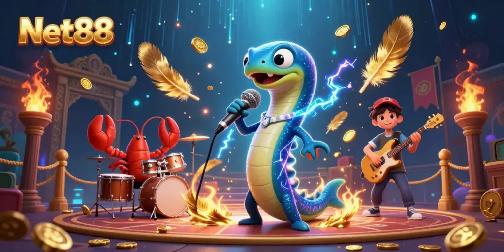 Experience thrilling gameplay and rich visuals at Net88's underwater casino with dynamic characters.