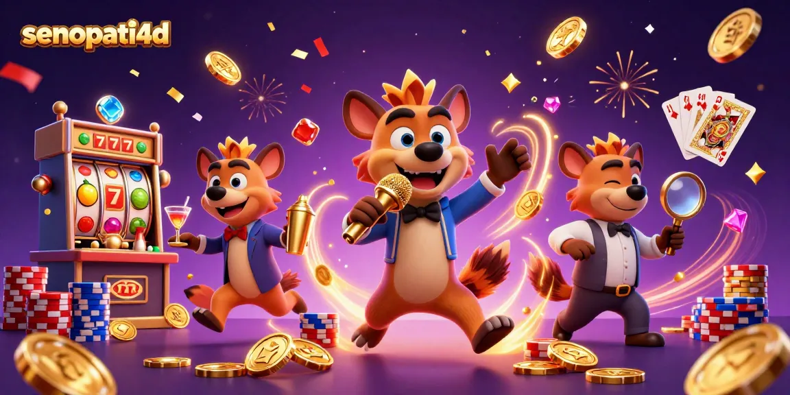 Experience fortune spinning reels and jackpots at senopati4d with vibrant hyena characters in a lively casino.