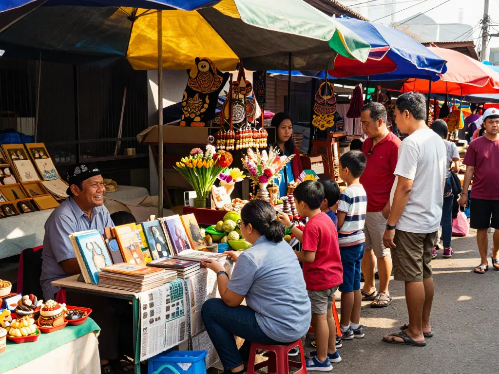 Pasar lokal yang ramai menjual barang-barang tradisional terkait bukumimpi138.