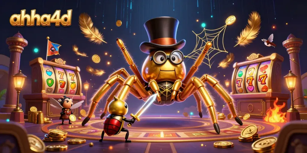 Engage in winning games at ahha4d with a vibrant 3D casino-themed scene featuring characters and dynamic imagery.