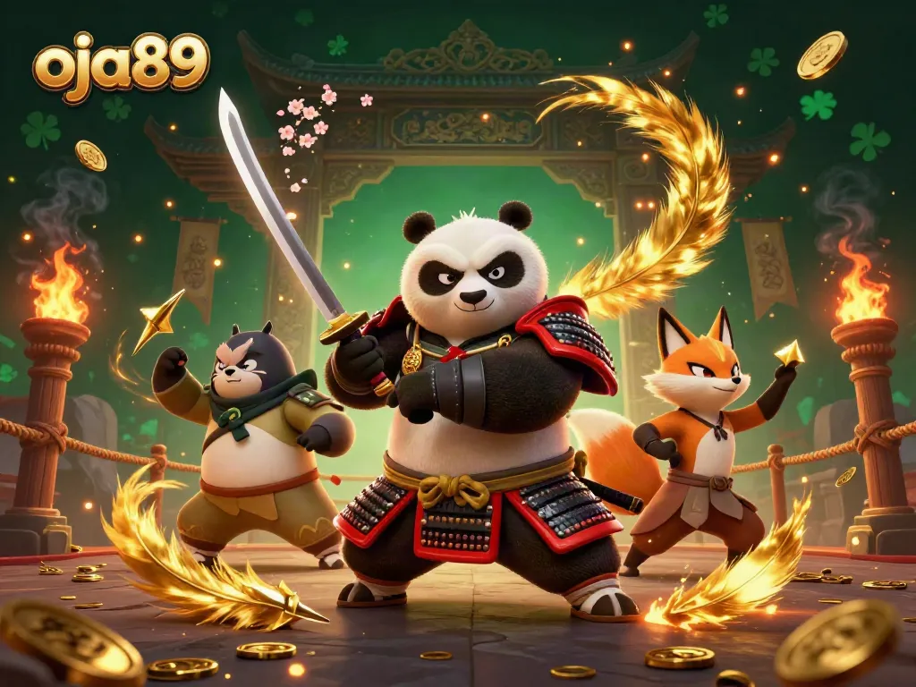 Gali keseruan oja89 dengan samurai panda dan ninja fox dalam arena pertarungan yang menegangkan.