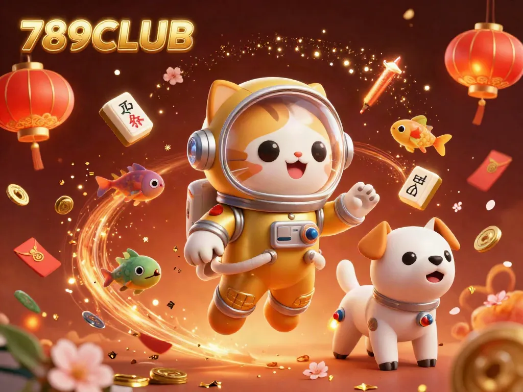 Celebrate and play at 789CLUB with a lively 3D illustration featuring captivating casino game elements.