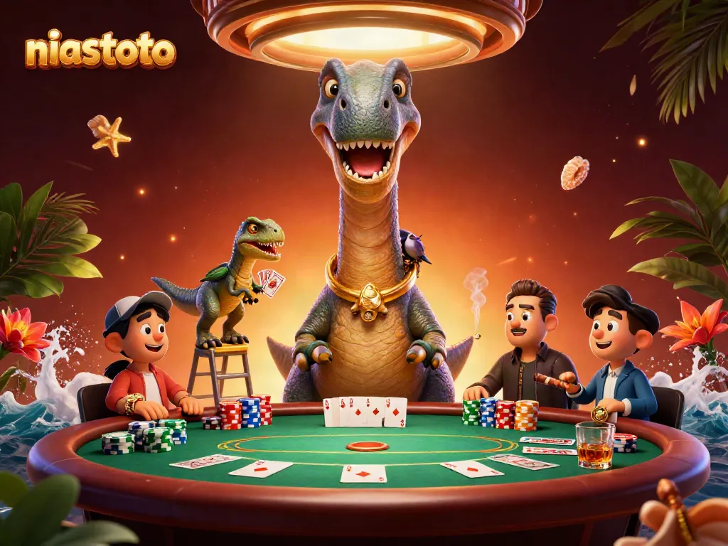 Experience niastoto's vibrant casino scene, featuring dynamic characters and poker elements.