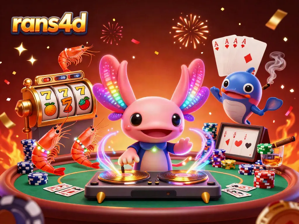 Mainkan rans4d dengan slot 4D dan DJ axolotl yang futuristik hadir dalam ilustrasi 3D yang meriah.