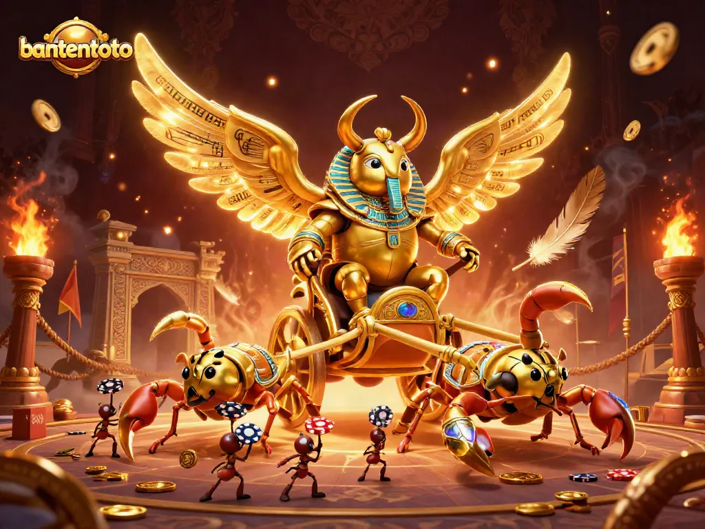 Bantentoto menarik perhatian dengan ilustrasi digital mega menyenangkan yang menampilkan karakter menarik dalam permainan lotre.