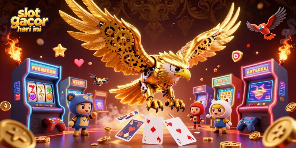 Gameplay yang menunjukkan slot gacor hari ini dengan simbol keberuntungan dan mesin permainan interaktif.