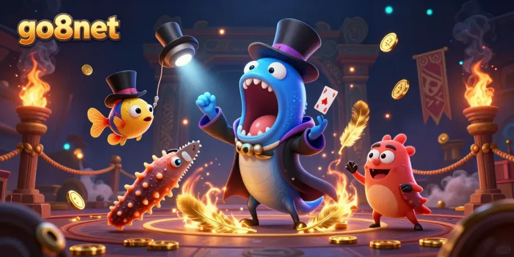 Experience thrilling card tricks with go8net's magical underwater casino extravaganza featuring vibrant sea creatures.