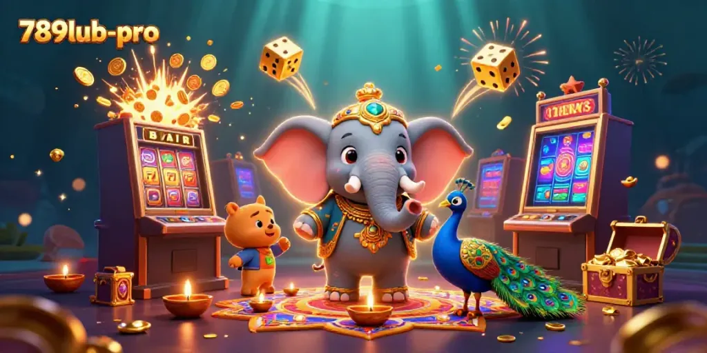 Experience the vibrant energy of 789lub-pro with a jackpot burst and festive characters in action
