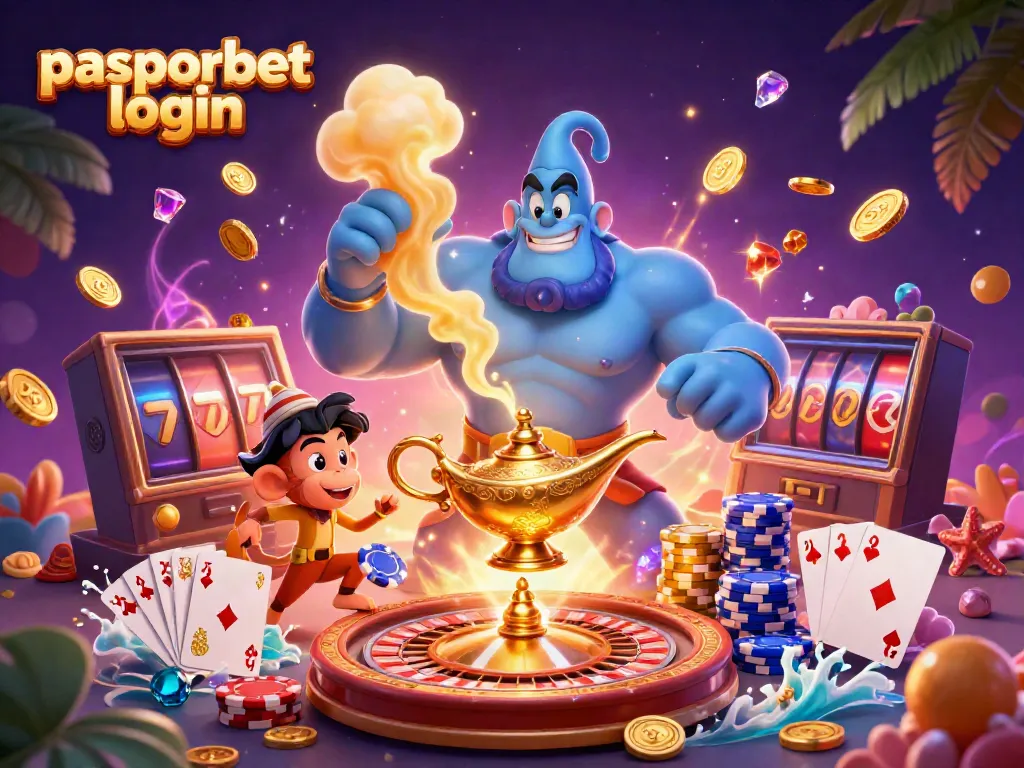 Permainan seru di pasporbet login dengan kartu poker, genie, dan koin emas yang melimpah.