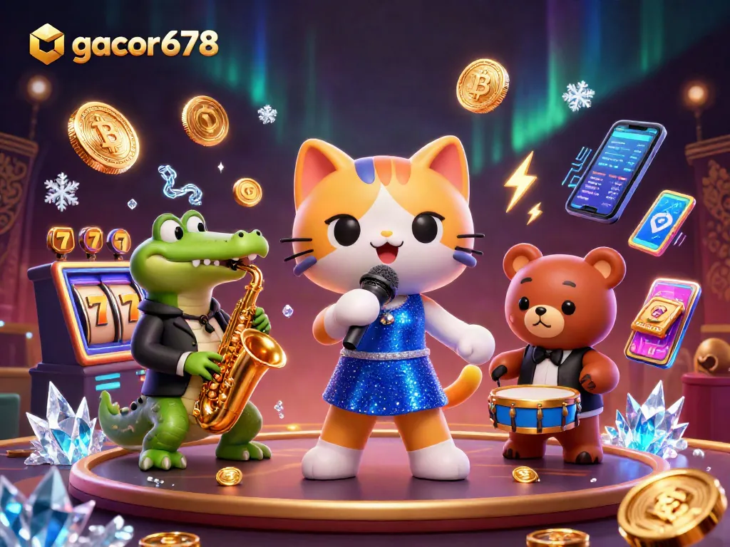 Experience the excitement of gacor678 with vibrant 3D characters and casino elements in a dynamic scene.