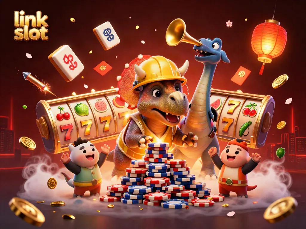 Menggambarkan link slot dengan karakter triceratops membangun poker chips dalam ectasys permainan slot hari ini.