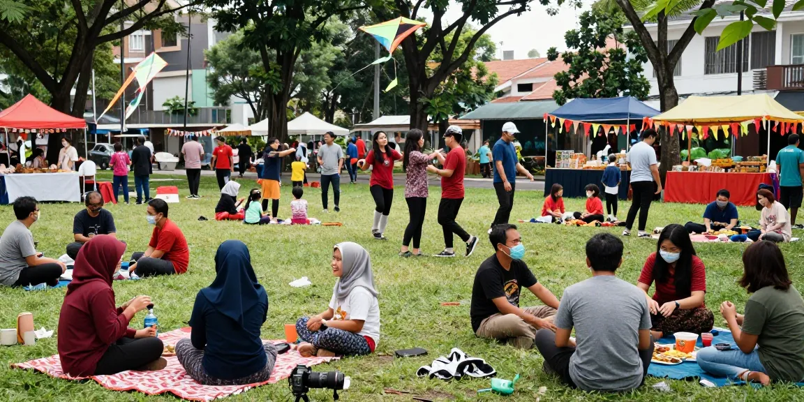 Suasana komunitas di taman perkotaan dengan kegiatan menyenangkan Leci123.
