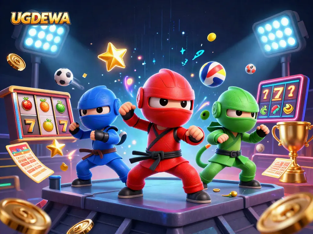 Experience the thrill of winning at UGDEWA with slot gaming elements and dynamic characters.