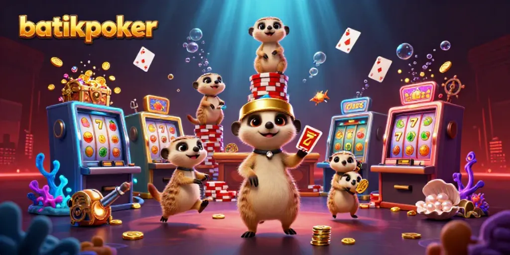 Mengadakan permainan batikpoker di kasino bawah laut yang penuh warna dengan karakter meerkat.