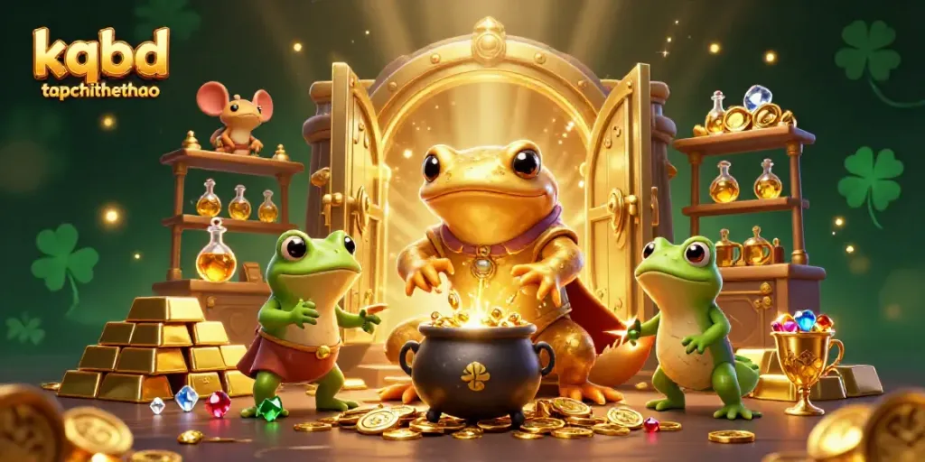 Experience kqbd tapchithethao in a magical scene featuring an alchemist transforming gold amidst a treasure-filled backdrop.