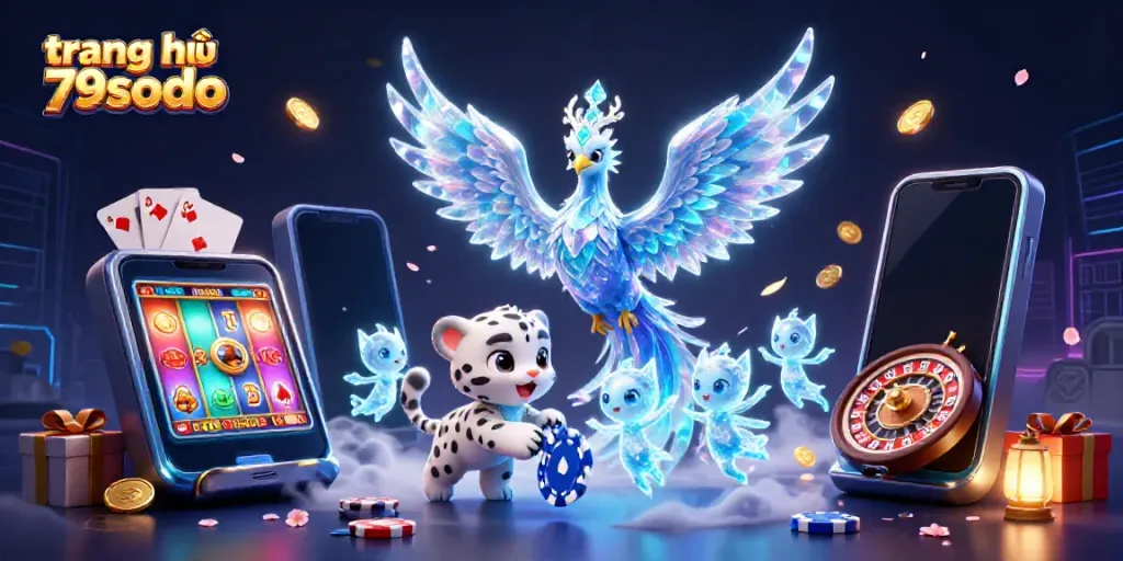 Engage with the immersive tragamonedas action on the trang chủ 79sodo featuring lively animated characters and casino elements.