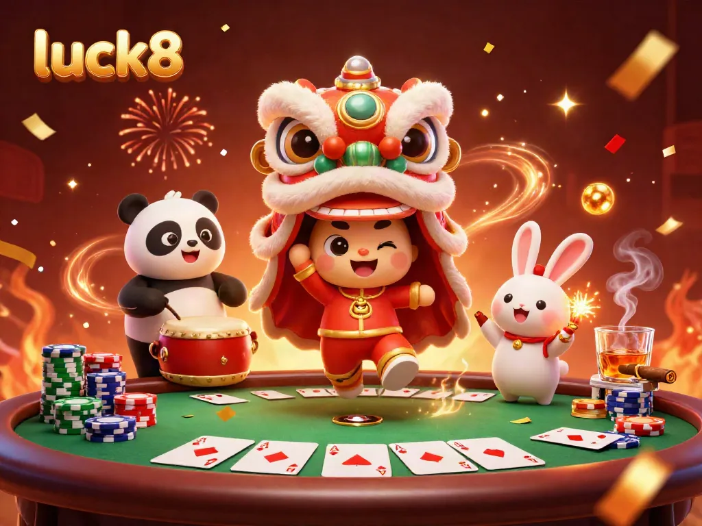 Experience the excitement of gambling at luck8 with a vibrant carnival scene featuring a festive lion dance.