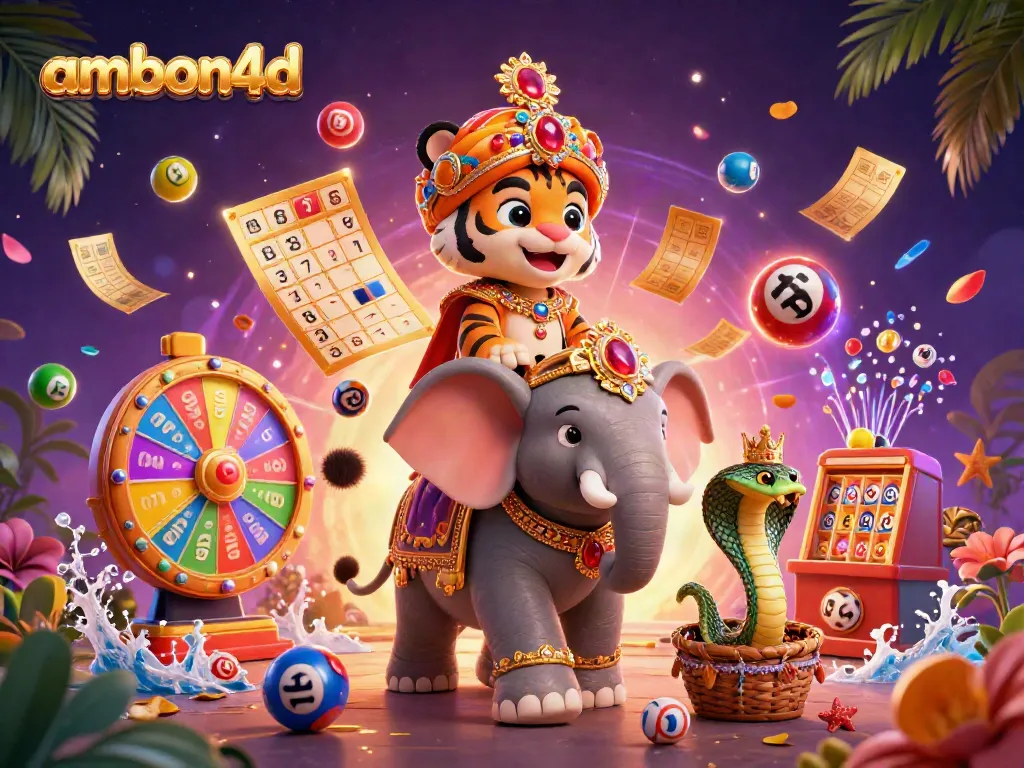 Experience the vibrant lottery excitement with ambon4d through colorful elements and dynamic characters.