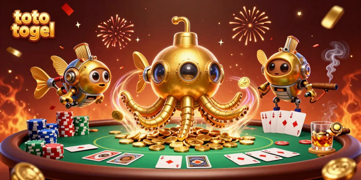 Mainkan toto togel dengan karakter kraken emas dalam suasana angker penuh koin emas.