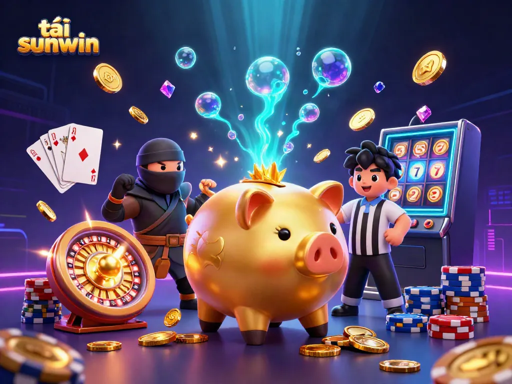 Experience the excitement of tải sunwin with colorful characters in a dynamic casino scene.