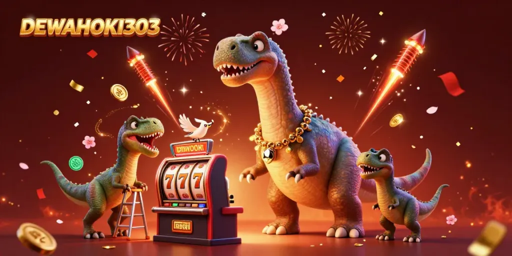 DEWAHOKI303 menghadirkan momen mengasyikkan dengan dinosaur yang lucu dan mesin slot yang menakjubkan.