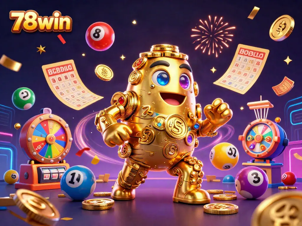 Experience thrilling games with 78win's enchanting casino atmosphere, showcasing a dynamic 3D scene.