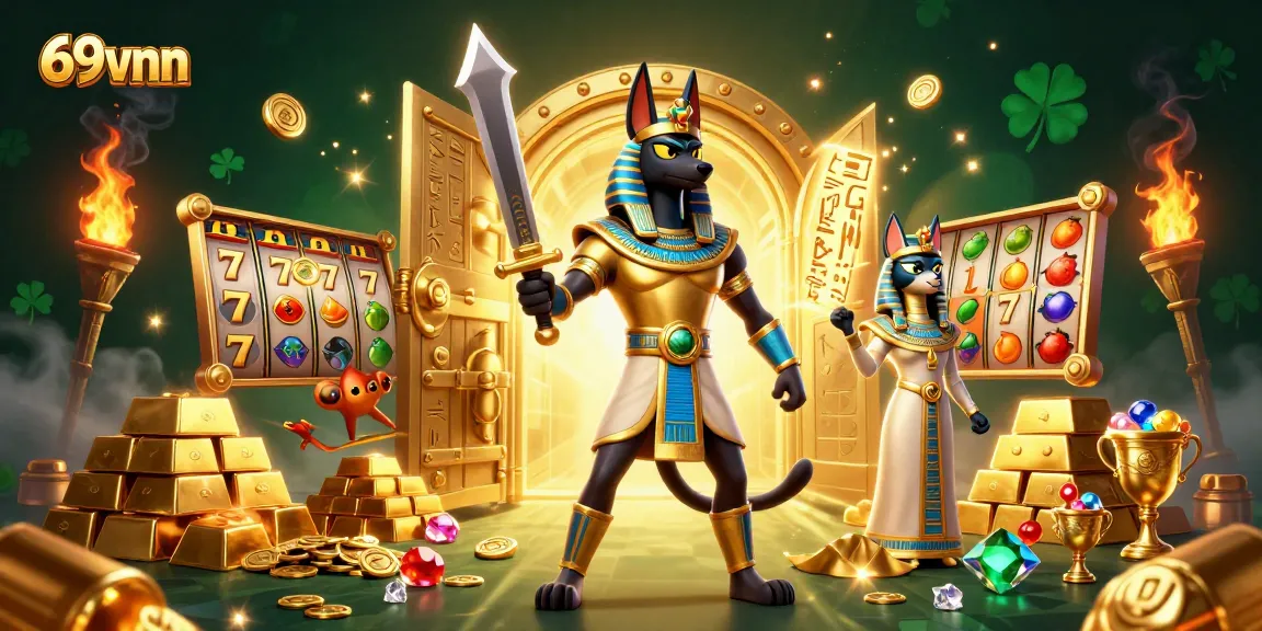 Experience thrilling excitement at 69vnn with ancient Egyptian warriors in gold, interactive slots, and treasure