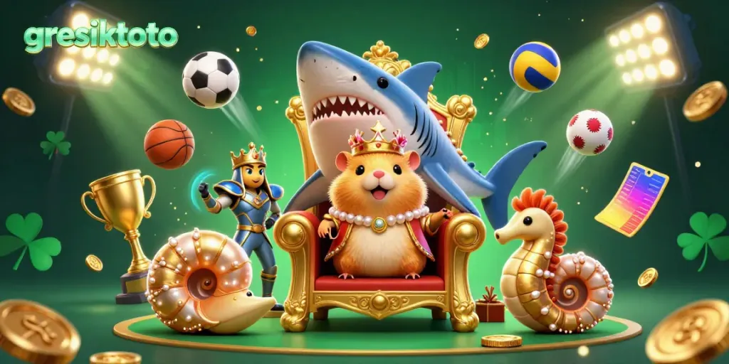 Engage in thrilling gameplay at gresiktoto, where the golden hamster king and sports elements come alive in a vibrant casino atmosphere.