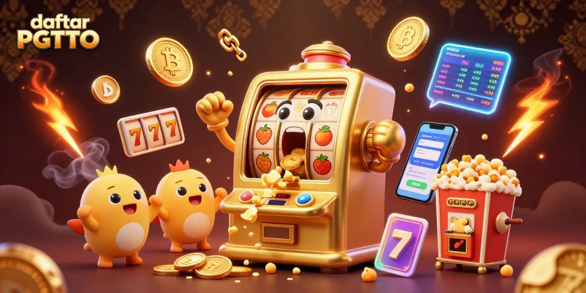 Play slots and win with daftar PGTOTO in this vivid 3D casino scene full of excitement.
