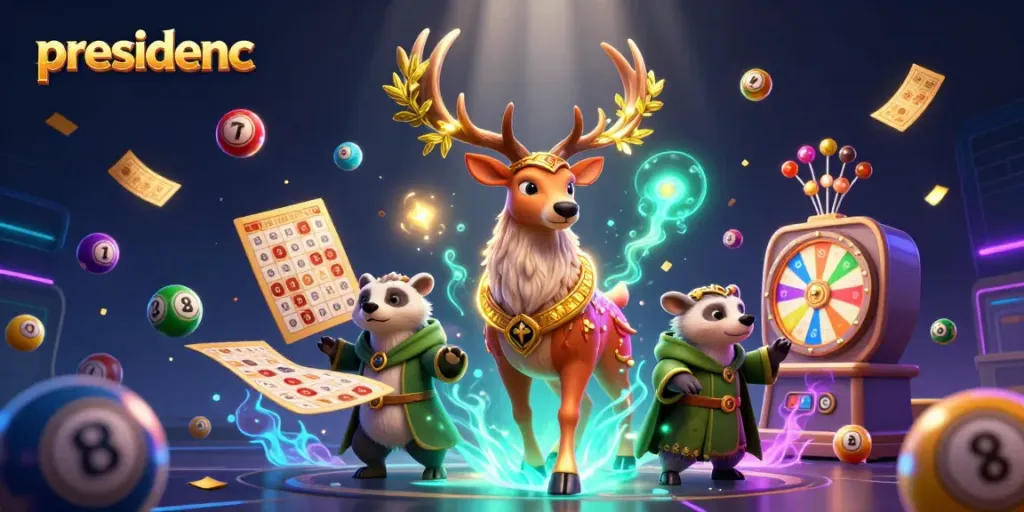 Experience the excitement of presidencc with a dynamic lottery scene featuring colorful balls and vibrant elements.