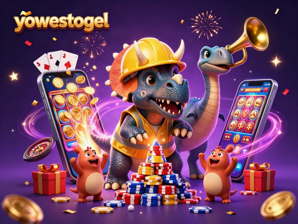 Join the excitement at yowestogel with a vibrant 3D celebration of gaming and winning!