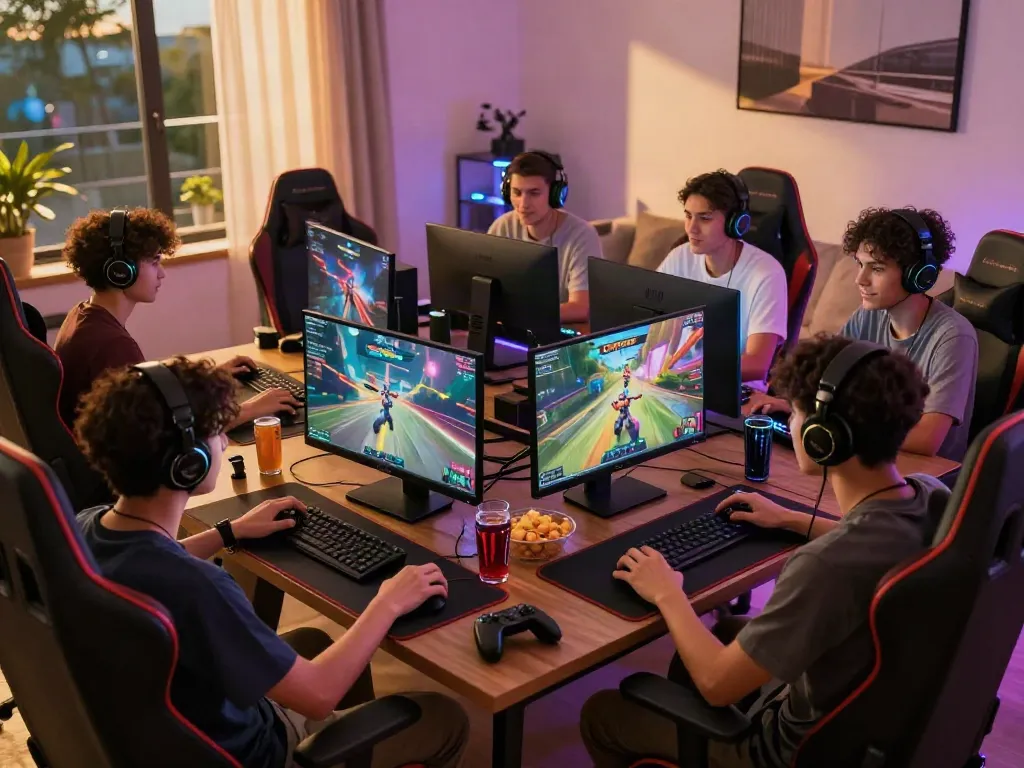 Online gaming session with friends enjoying cikaslot top-up services.