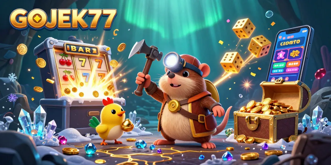 Rasakan kegembiraan slot GOJEK77 dengan grafis yang cerah, jackpot, dan perburuan harta karun.