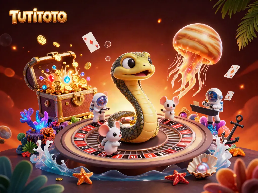Experience thrilling bets at TUTITOTO with engaging cosmic characters and casino elements.