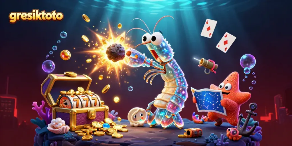 Experience thrills with gresiktoto's slot gameplay, featuring vibrant starlight mantis shrimp in action.