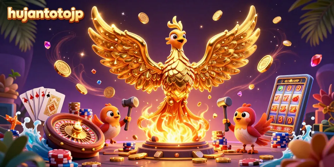 Rasakan sensasi permainan hujantotojp dengan phoenix emas dan koin yang mengalir.