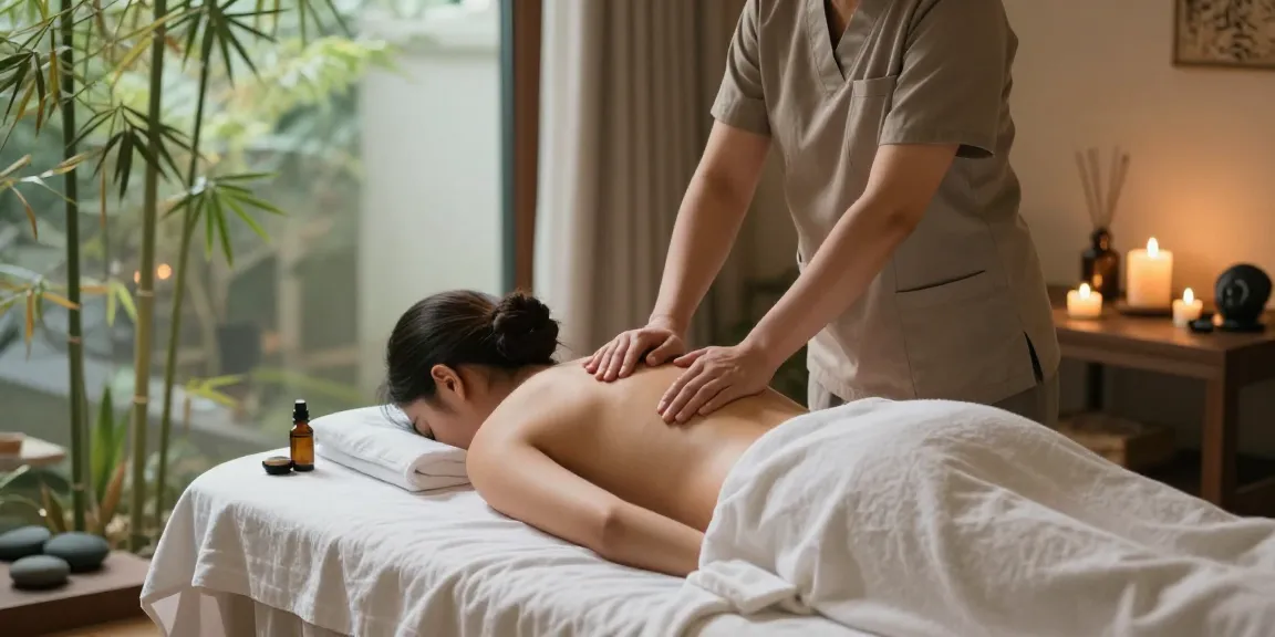 Relaxing 화성출장마사지 session in a tranquil spa environment with natural light.