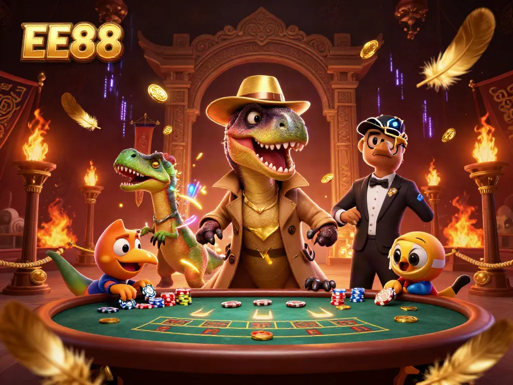 Engage in thrilling blackjack action with EE88: a velociraptor counter, stegosaurus pit boss, and compy pickpocket