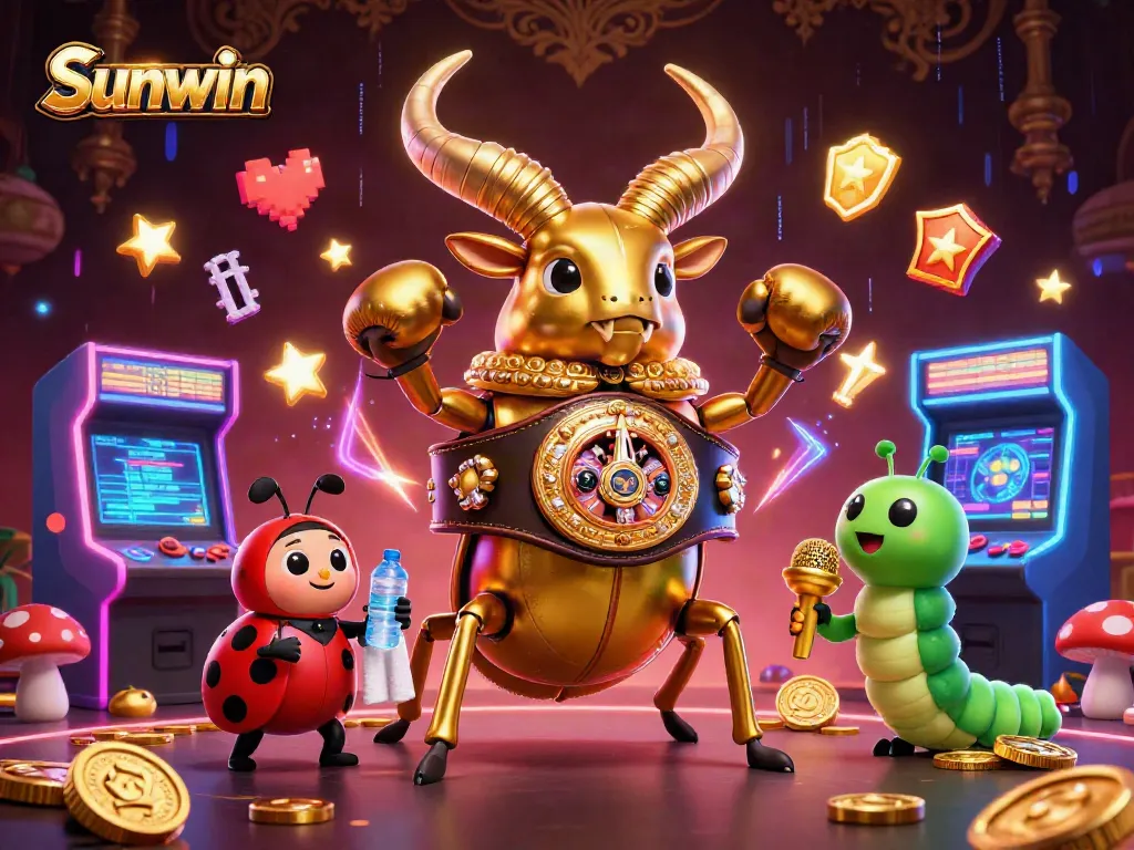 Engage with Sunwin through vibrant casino experiences illustrated by lively characters and gaming elements.