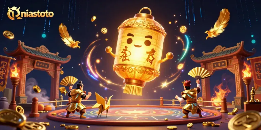 Permainan kasino niastoto menghibur pemain dengan lampion emas dan pejuang origami yang bersinar.