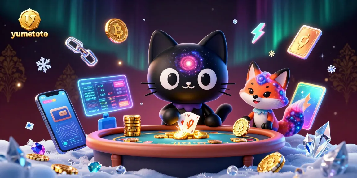 Engage with yumetoto's cosmic casino experience featuring a black hole cat and a colorful nebula fox.