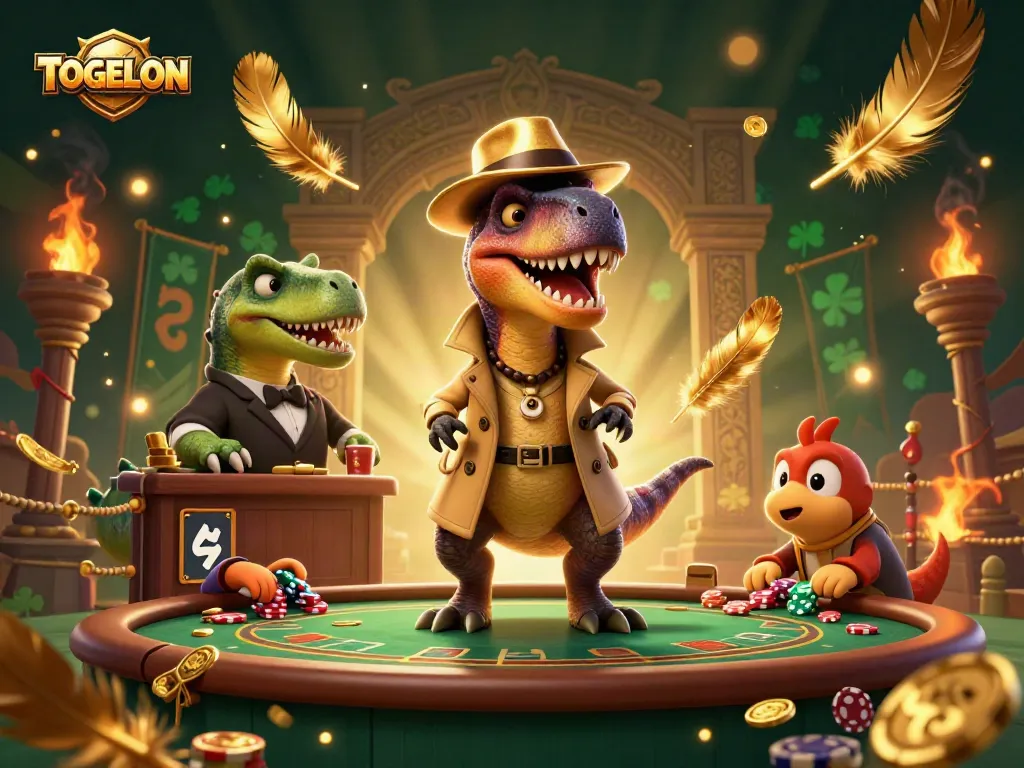 Experience TOGELON's thrilling blackjack scene with a velociraptor card counter and a stegosaurus pit boss.