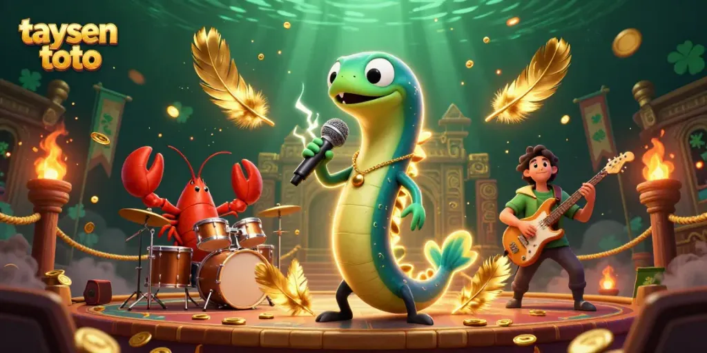 Experience the excitement of taysen toto with a vibrant underwater casino scene featuring a DJ electric eel and his band.