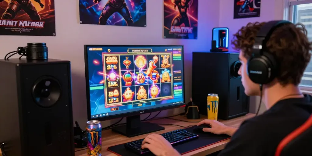 Pengalaman bermain SLOT GACOR dengan permainan slot online yang berwarna-warni dan ceria.