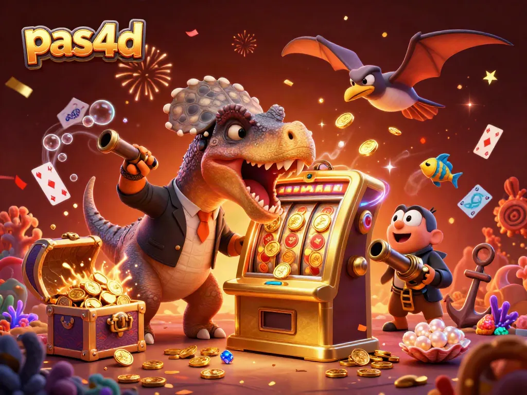 Pas4d menghadirkan keseruan slot dengan jackpot koin dari mesin slot emas dalam ilustrasi 3D menarik.