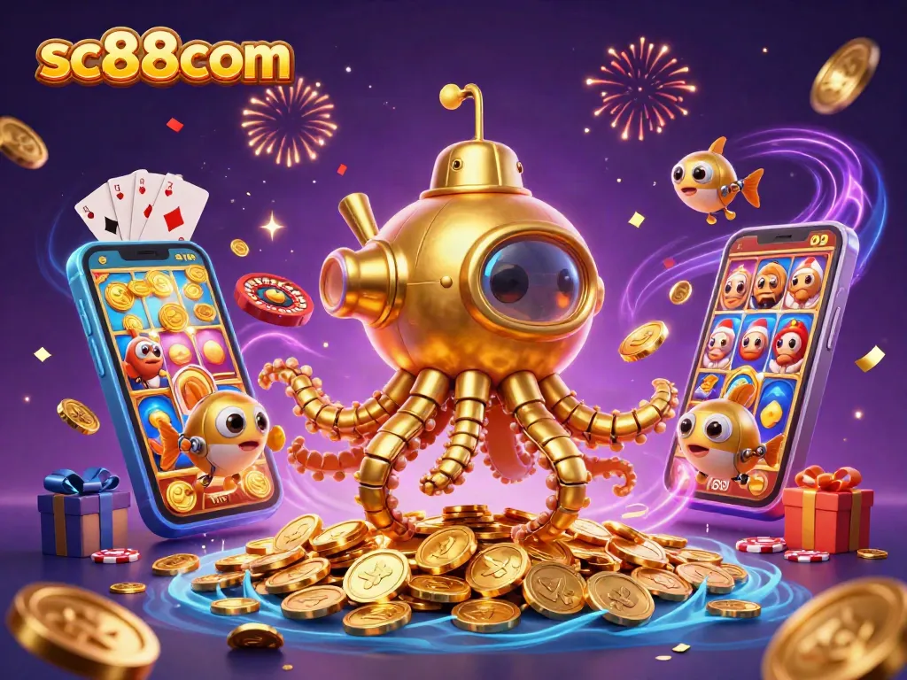 Experience thrilling wins at sc88com with vibrant casino visuals showcasing golden coins and slot reels.